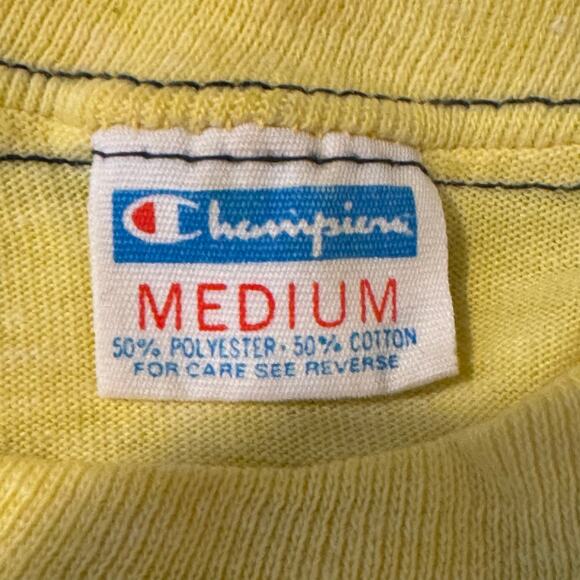 Vintage 70's Yellow Perdue University 50/50 Champion T-Shirt with Blue Stitching - Picture 7 of 8